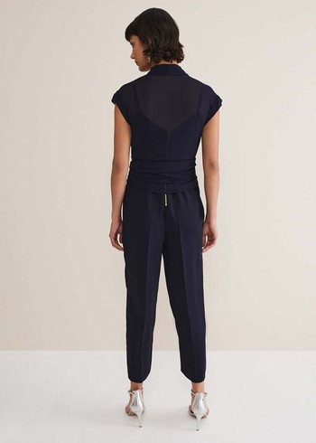 Phase Eight Leonora Chiffon Overlay Jumpsuit Navy Canada | XCMWPK-640